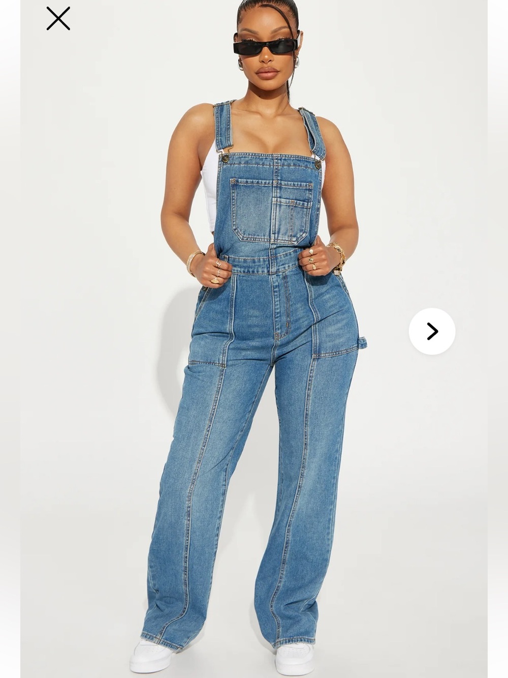 Fashion Nova Blue Denim Women's Overalls with Wide Leg